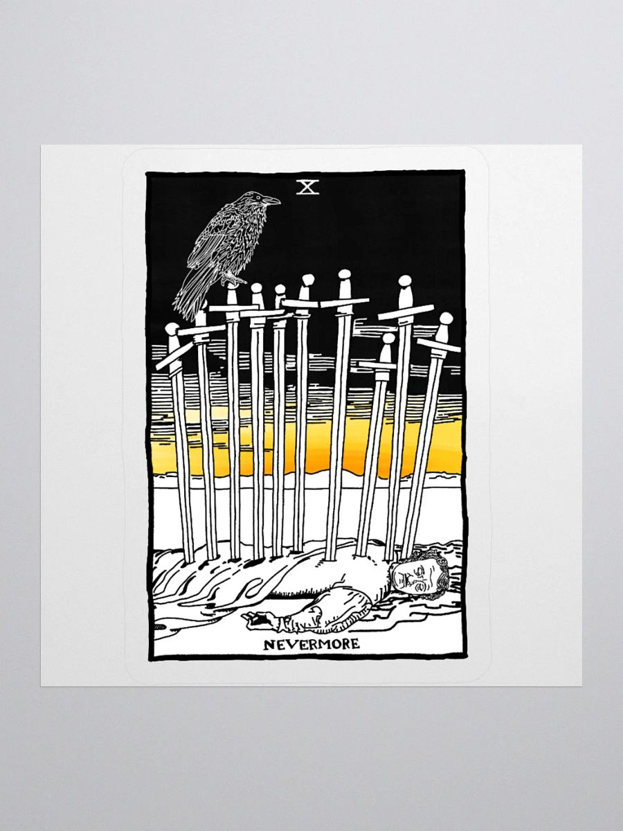 Edgar Allan Poe Ten of Swords Tarot Card Sticker product image (1)