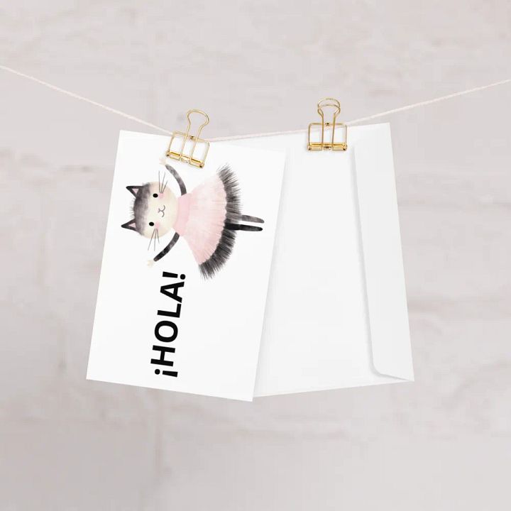 Hola! Pretty in Pink Kitty Greeting Card product image (1)