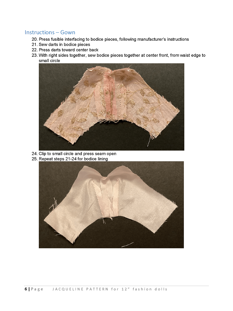 Jacqueline sewing pattern for 12" fashion dolls product image (3)