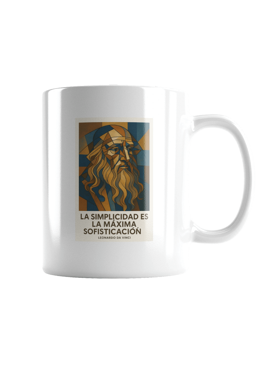 TAZA ultra-premium Leonardo da Vinci cubista corregido con cita española auténtica product image (4)