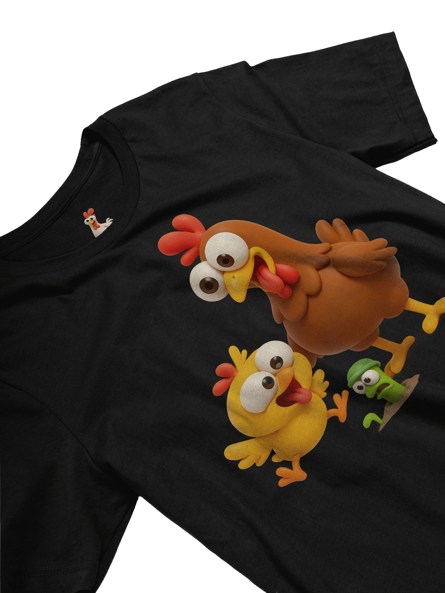 Funny Chicken Family T-Shirt – Crazy Hen, Chick and Worm Cartoon Tee product image (2)