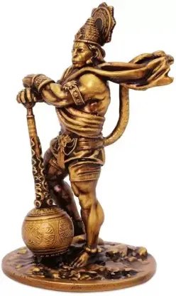 EliteTouch ahubali Standing Hanuman ji God Idol for Puja Home Office Decor Decorative Showpiece - 9 cm (Polyresin, Brown) product image (4)