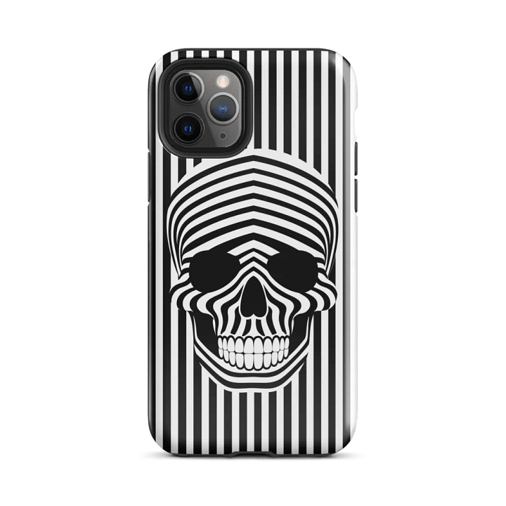 Black White Skull Stripes - Tough Phone Case product image (2)