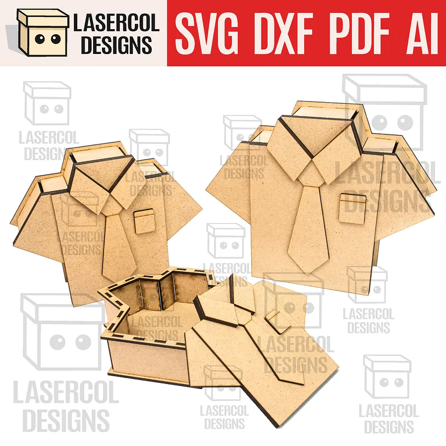 Shirt and Tie Box (3 Sizes) - Laser Cut Files product image (1)