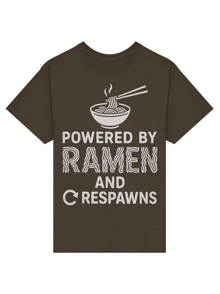 “Powered by Ramen & Respawns” Gamer Tee product image (1)