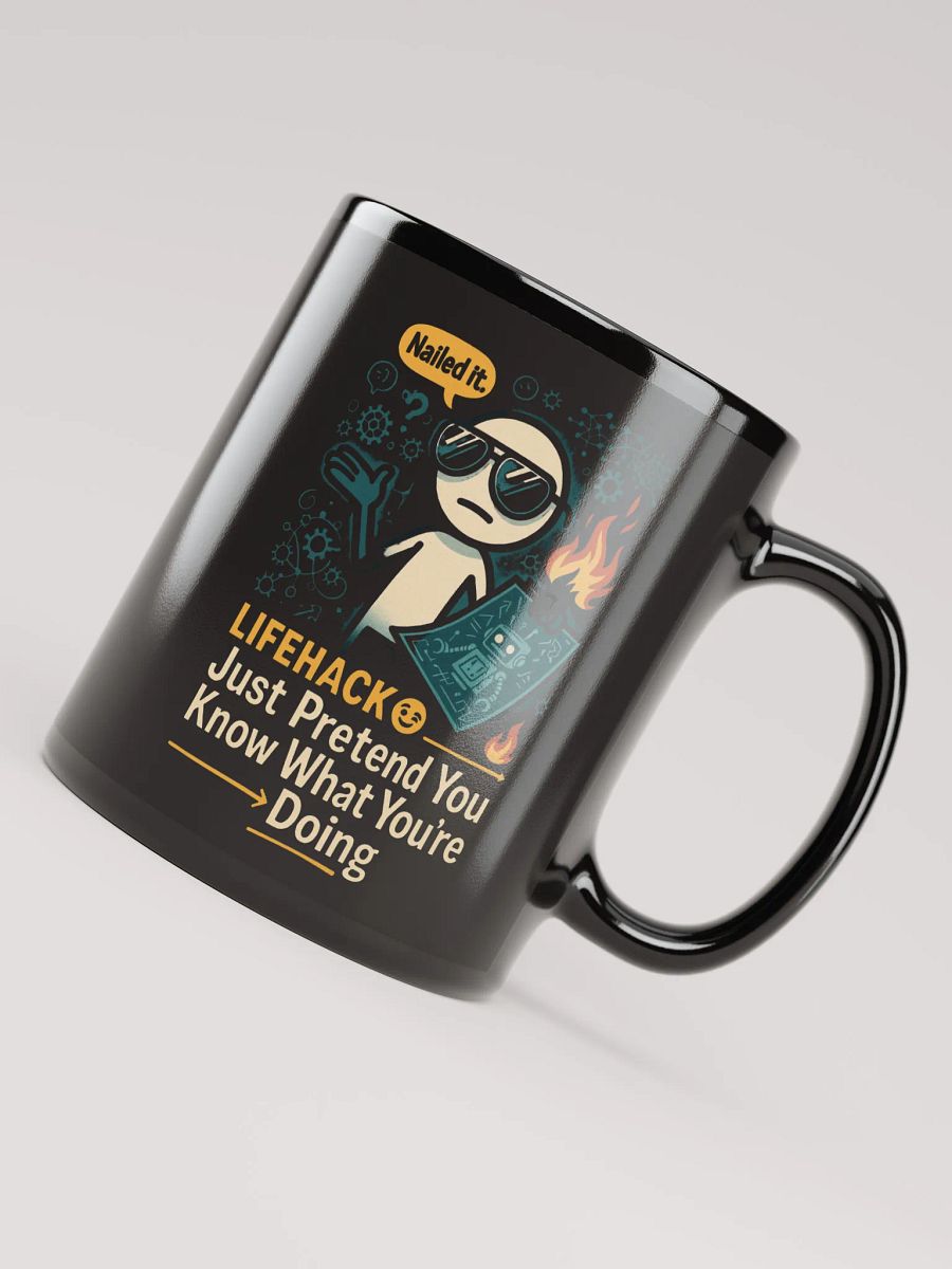 "Lifehack: Just Pretend You Know What You’re Doing" – Funny Shrug Meme Graphic Mug product image (4)