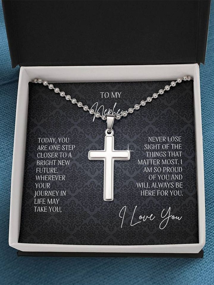 Nephew Graduation Cross Necklace - I'm So Proud Of You product image (1)