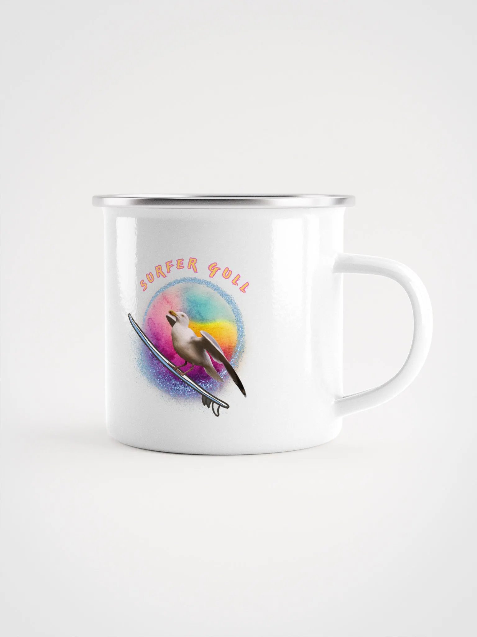 Soleil the Surfer Gull Enamel Mug product image (1)