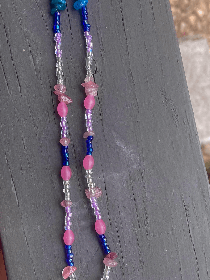 Pink Agate and Rose Quartz Silver Wrapped Necklace product image (3)