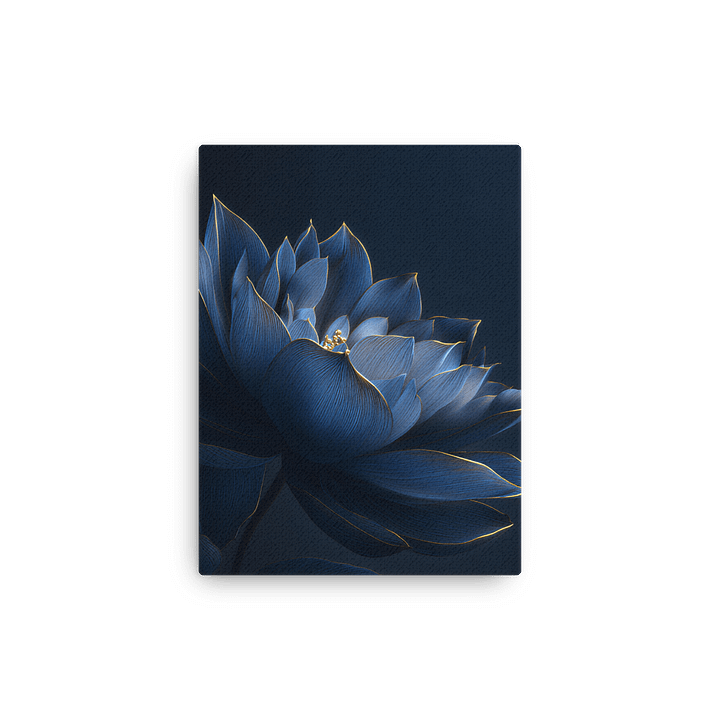 Luminous Bloom – Abstract Botanical Wall Art in Deep Blue and Gold product image (13)