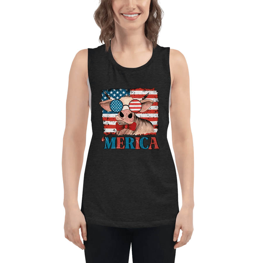 Patriotic Flowy Muscle Tank Featuring Merica the cow product image (24)