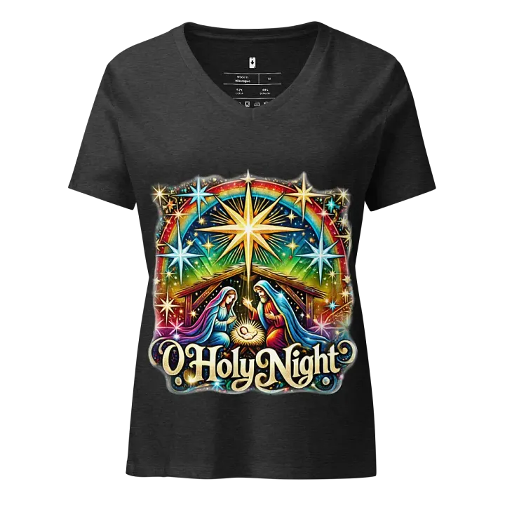 O Holy Night Nativity Scene V-Neck Tee product image (3)