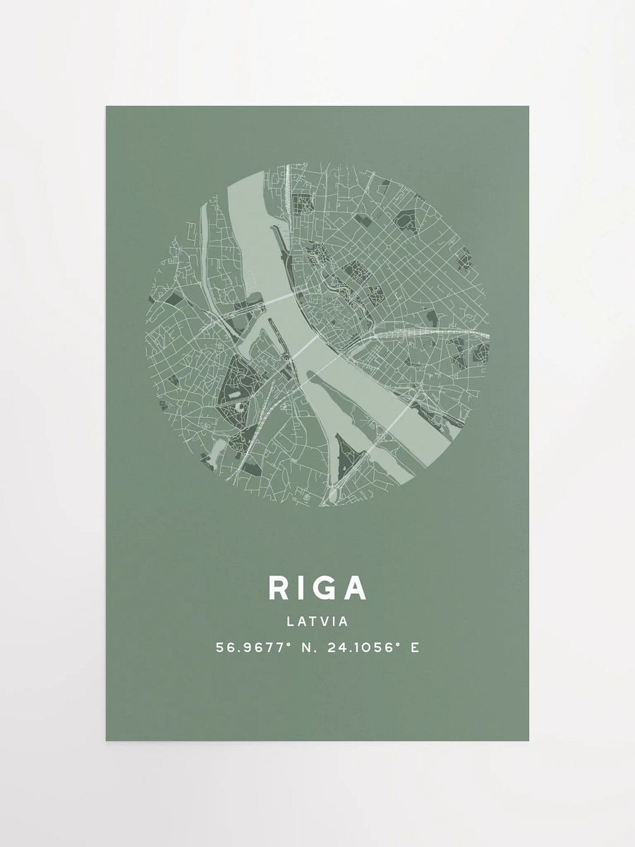 Riga Street Map Poster – Sage Green Minimalist Circular City Art product image (3)