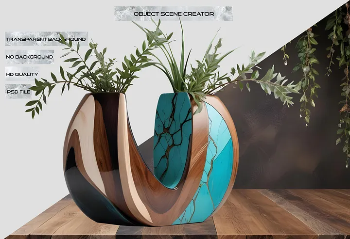 Song of the Waves – Art Deco Vase Arrangement PNG product image (2)