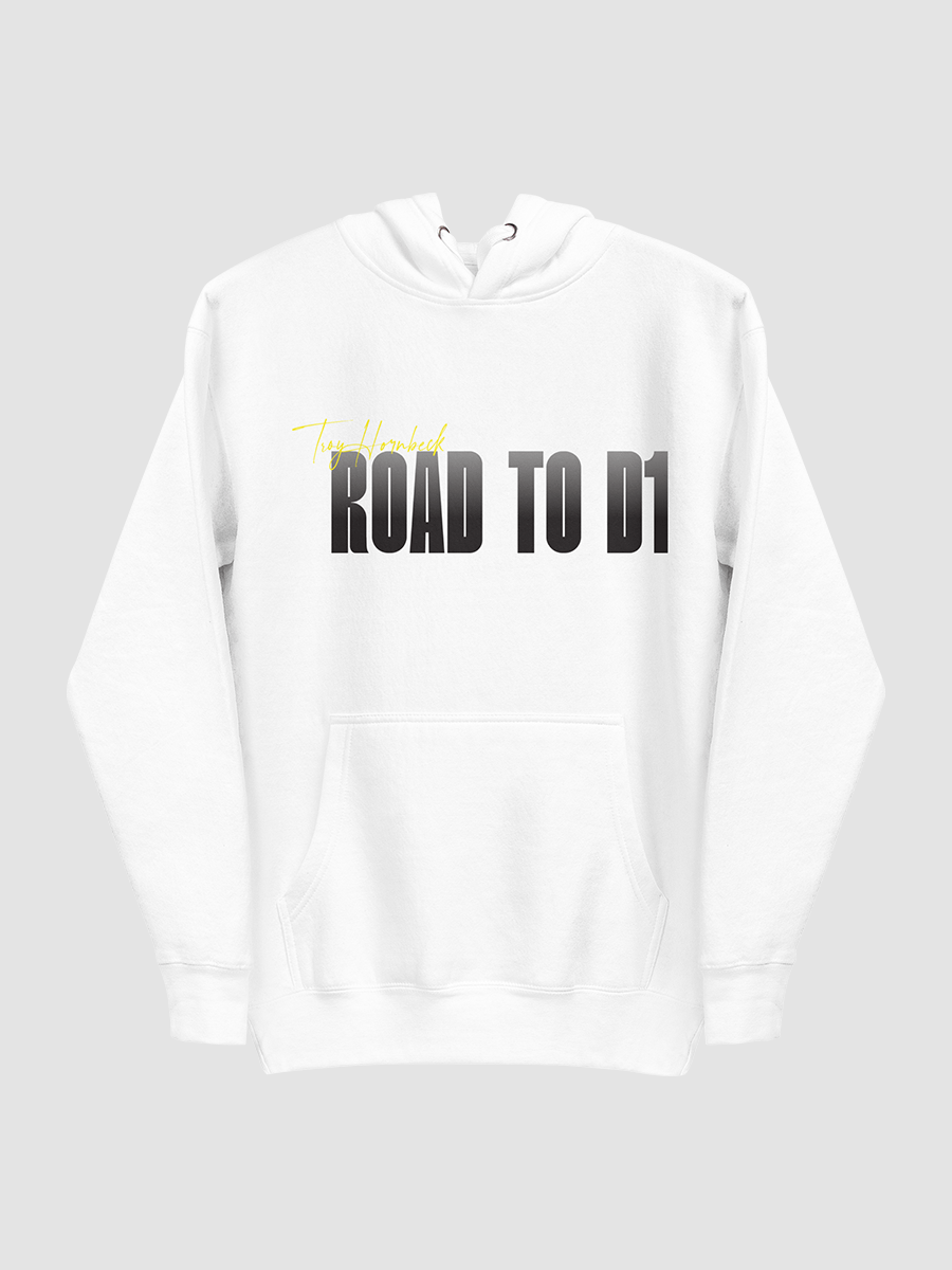 Troy Hornbeck - ROAD TO D1 - White Hoodie with YELLOW product image (2)