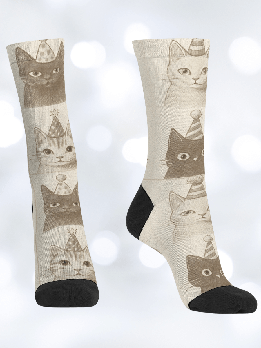 Party Cat Faces Crew Socks product image (1)