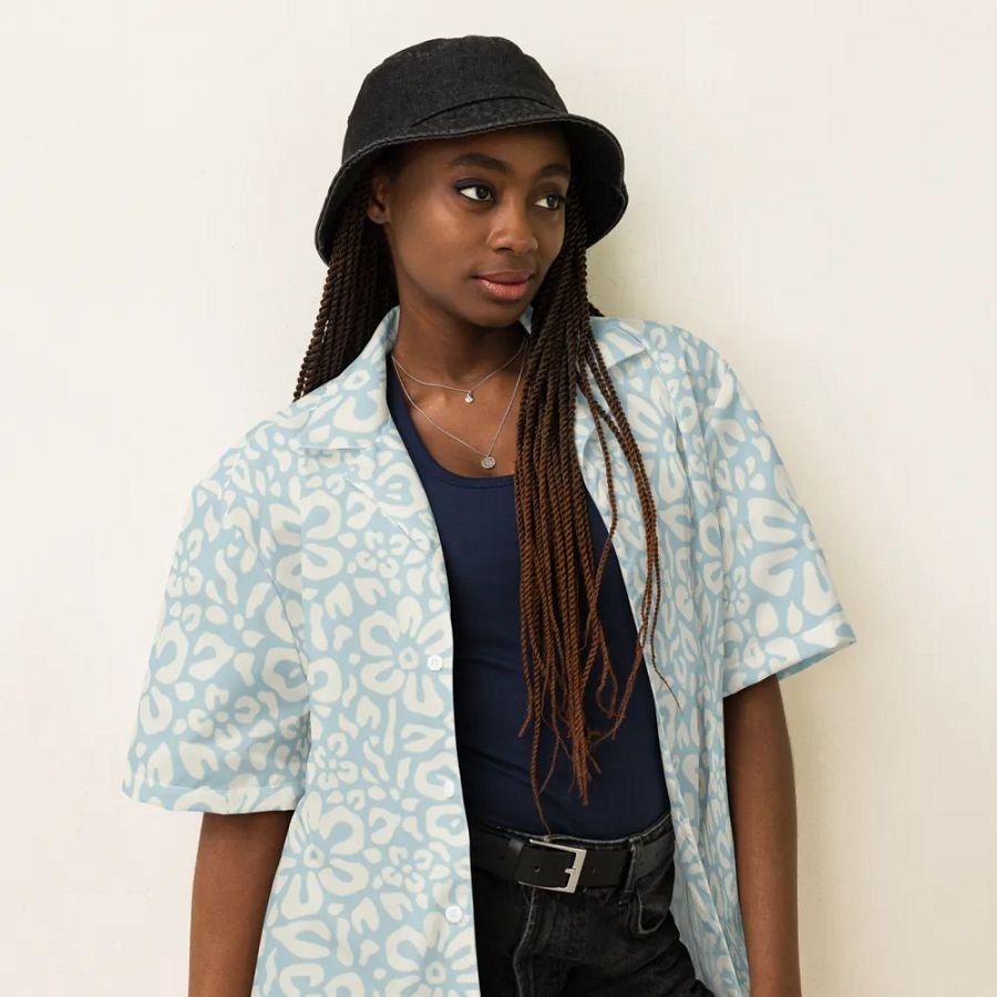 Soft Blue Floral Hawaiian Shirt product image (6)