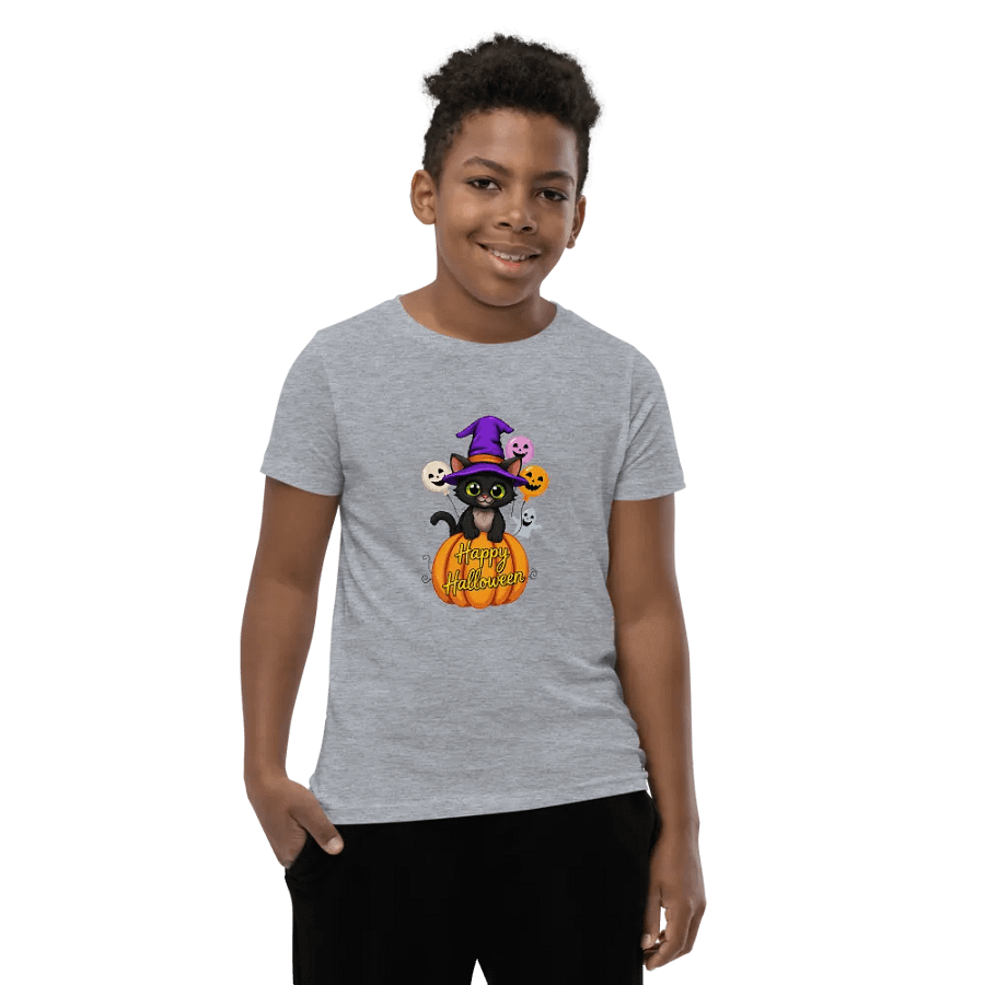 Witchy Sitting Pumpkin Cat Youth T-shirt product image (7)