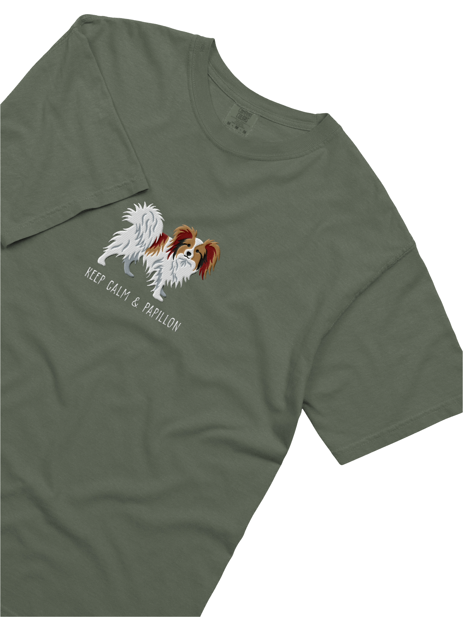 Keep Calm & Papillon T-Shirt(Embroidered) of a Papillon(Sable & White) product image (25)