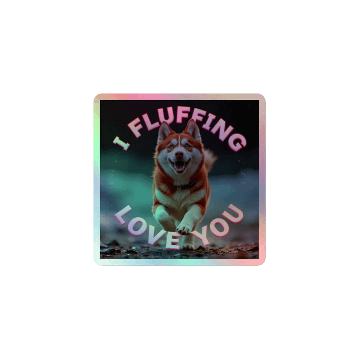 I Fluffing Love You Husky Holographic Sticker product image (1)