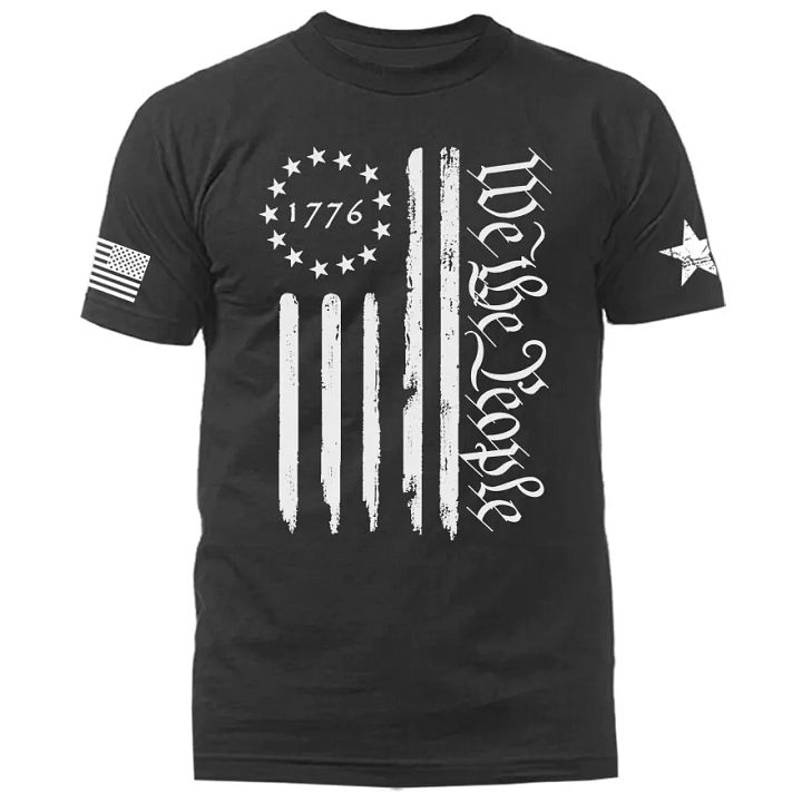 We The People Large Vertical US Flag American Pride Patriotic Graphic T-shirt product image (2)