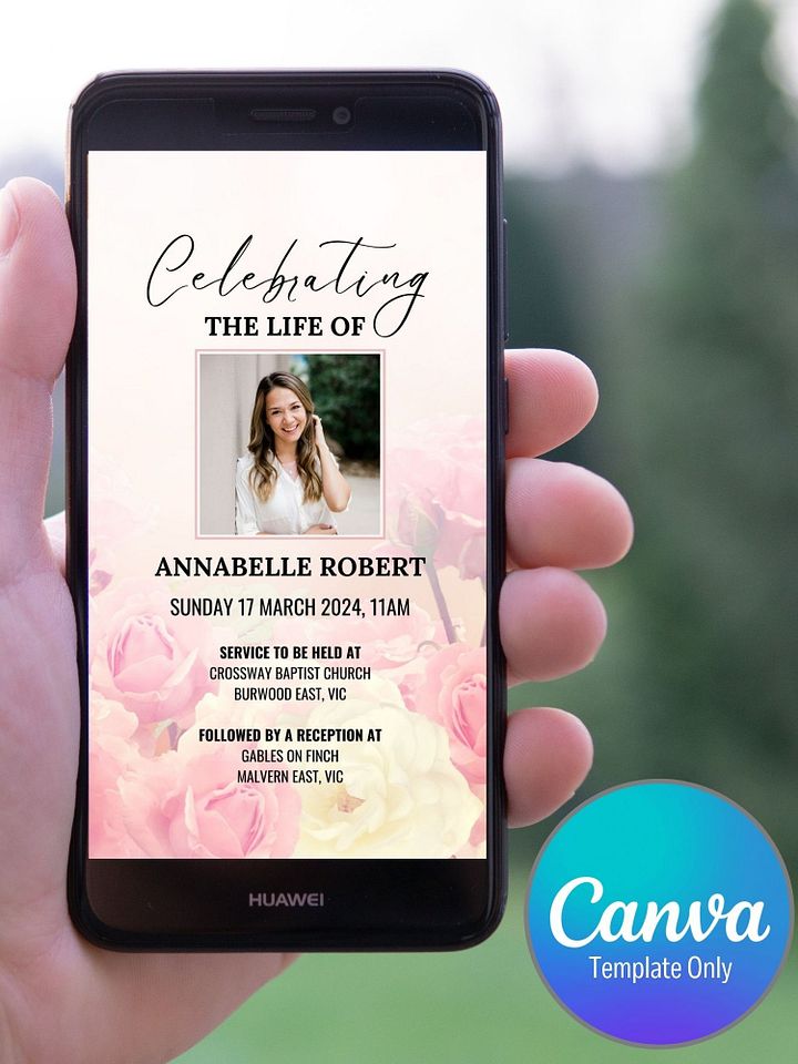 Rose Garden Evite Canva Template product image (1)