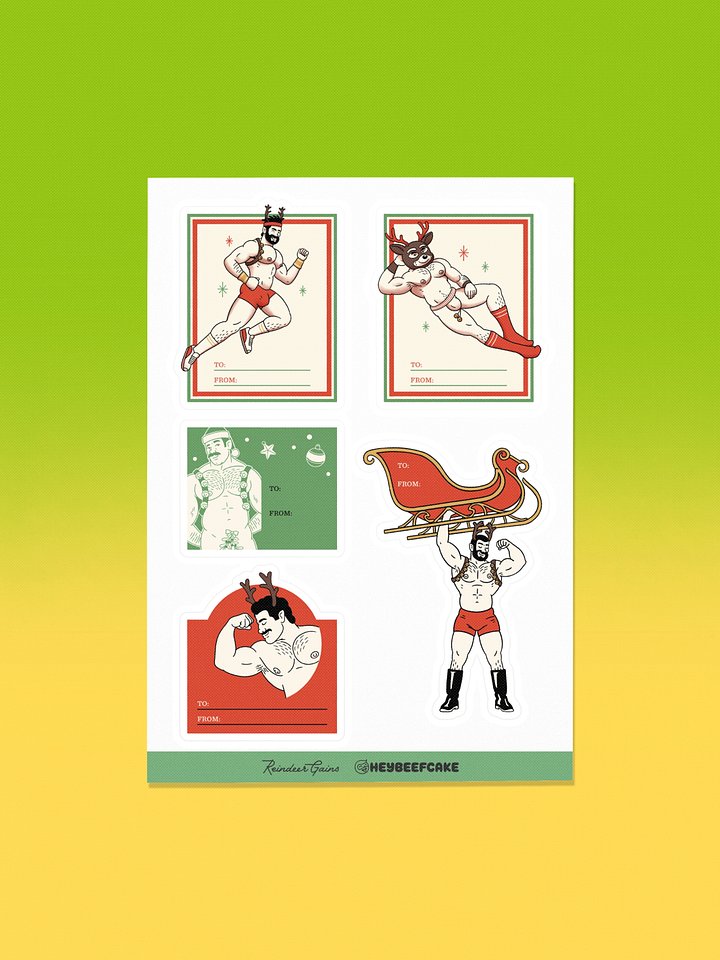 Reindeer Gains Gift Tag Stickers product image (1)