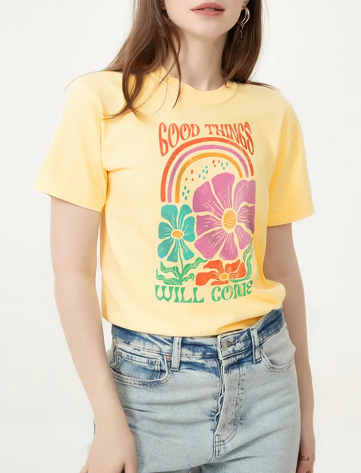 Good Things Will Come Boho Retro Disco Flowers | Aesthetic, Hippie, Psychedelic & Motivational Tees product image (1)