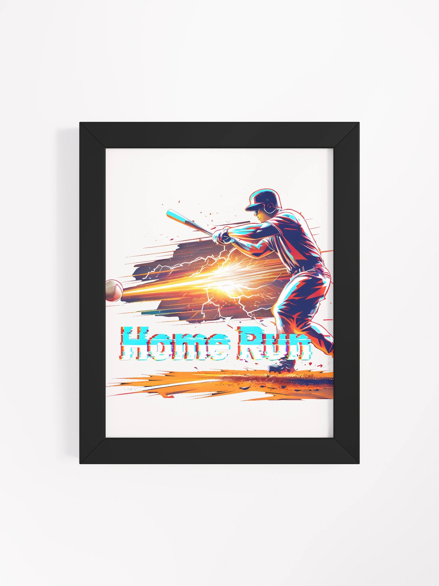 Dynamic Baseball Home Run Art: Glitch-Effect Power Swing Poster product image (16)