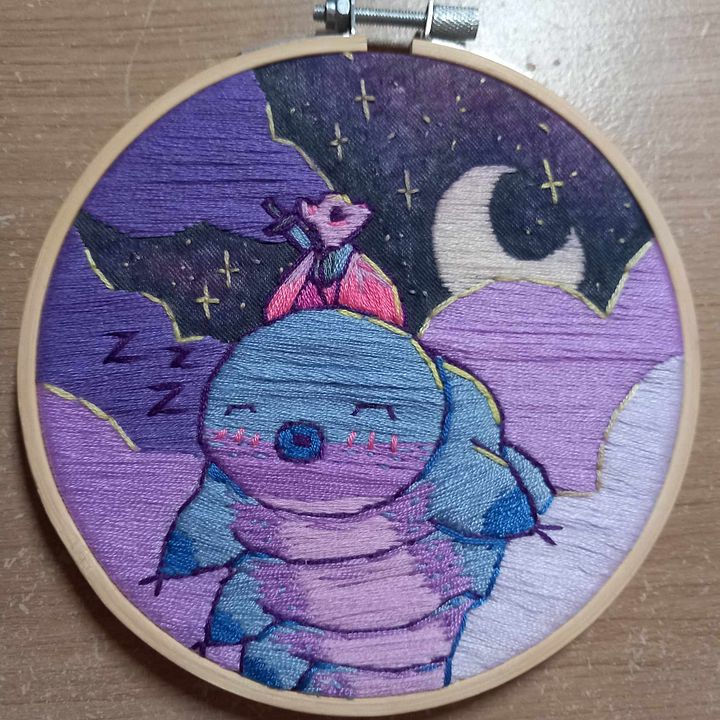 Sleepy Tardigrade Embroidery Hoop Art product image (2)