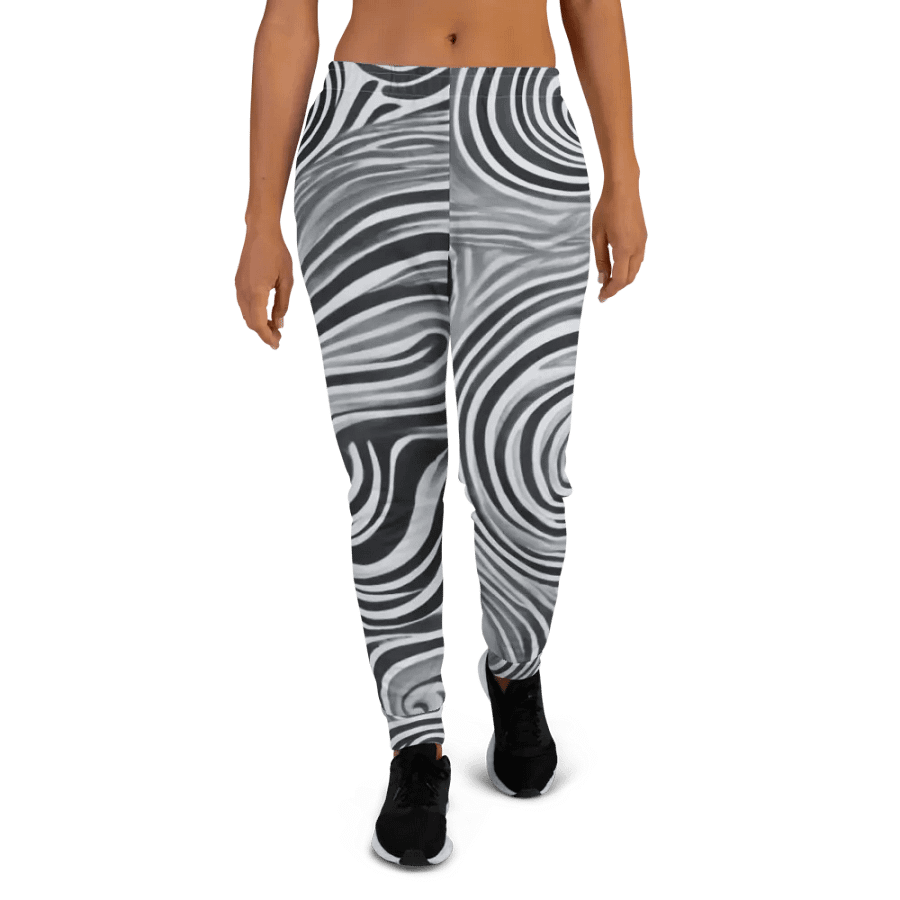 Funky Black and White Noir Liquid Tie-Dye Women's Joggers product image (6)
