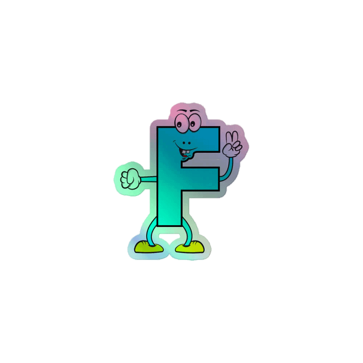 F Holographic Cartoon Character Sticker product image (1)