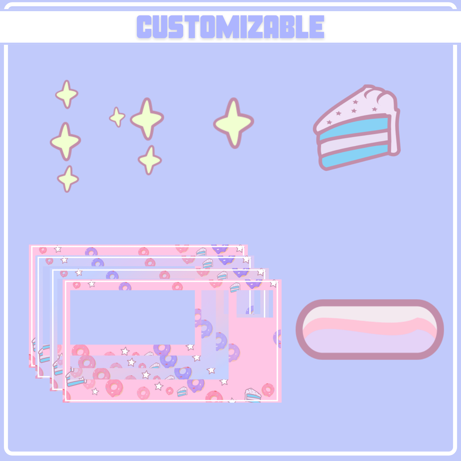 Simple Pink stream OVERLAY Donut, Pink and blue overlay, Donuts twitch overlay, White Chat box, Cute Pink Overlay, Cheap Overlay product image (6)