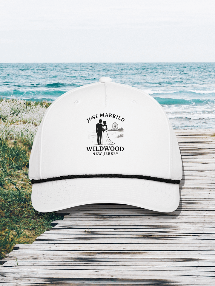 Wildwood NJ "Just Married" 5-Panel Classic Rope Wedding Cap product image (1)