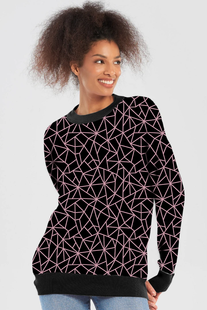 Pink Black Geometric Pattern Sweater product image (9)