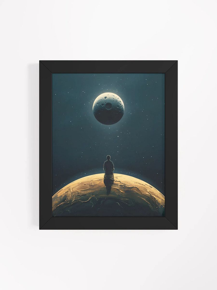 Solitude on a Distant World Framed Print | Contemplative Space Art product image (4)