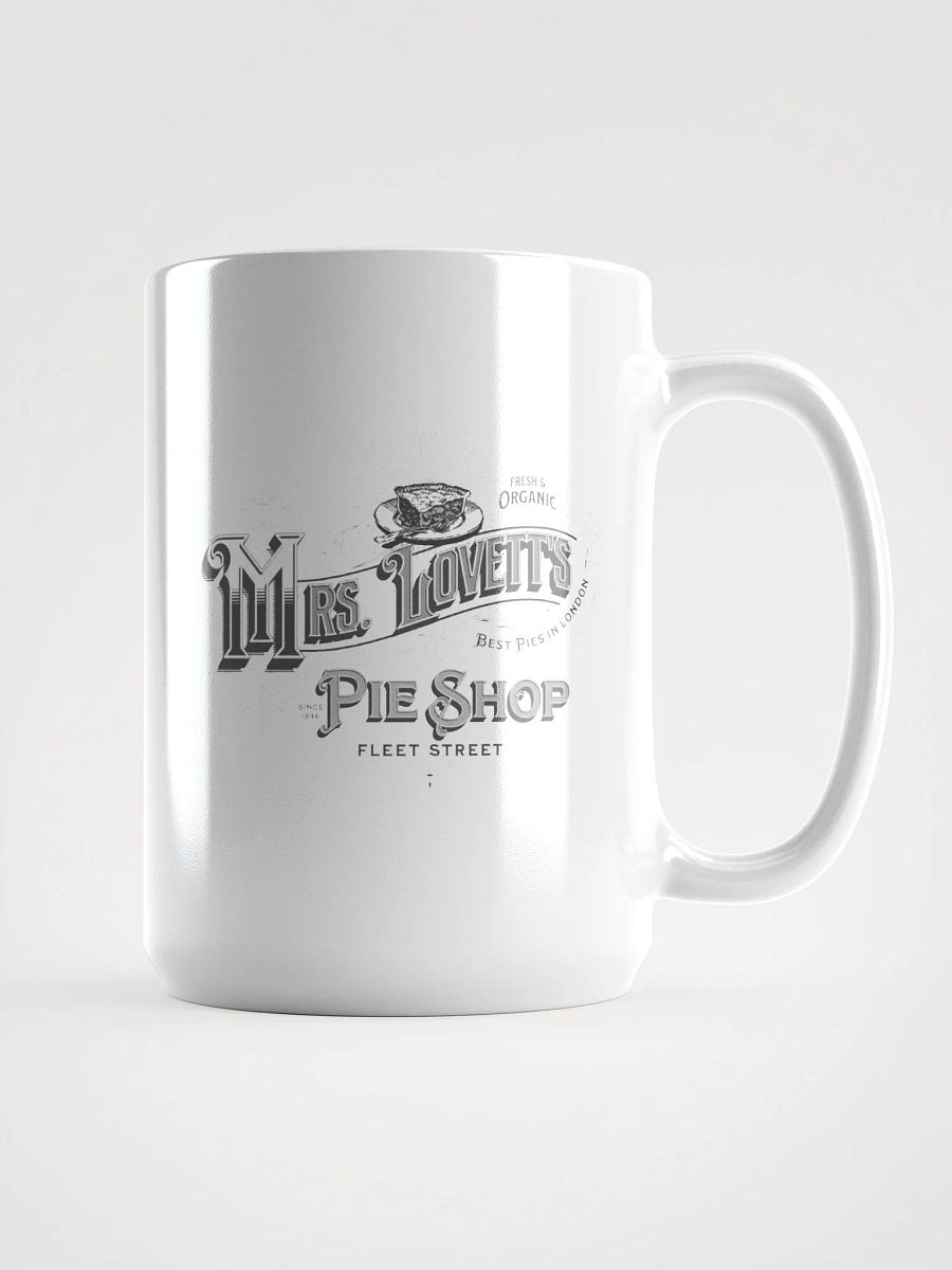 Mrs. Lovett’s Pie Shop Mug – White Glossy Ceramic Cup for Musical Theater Lovers product image (1)