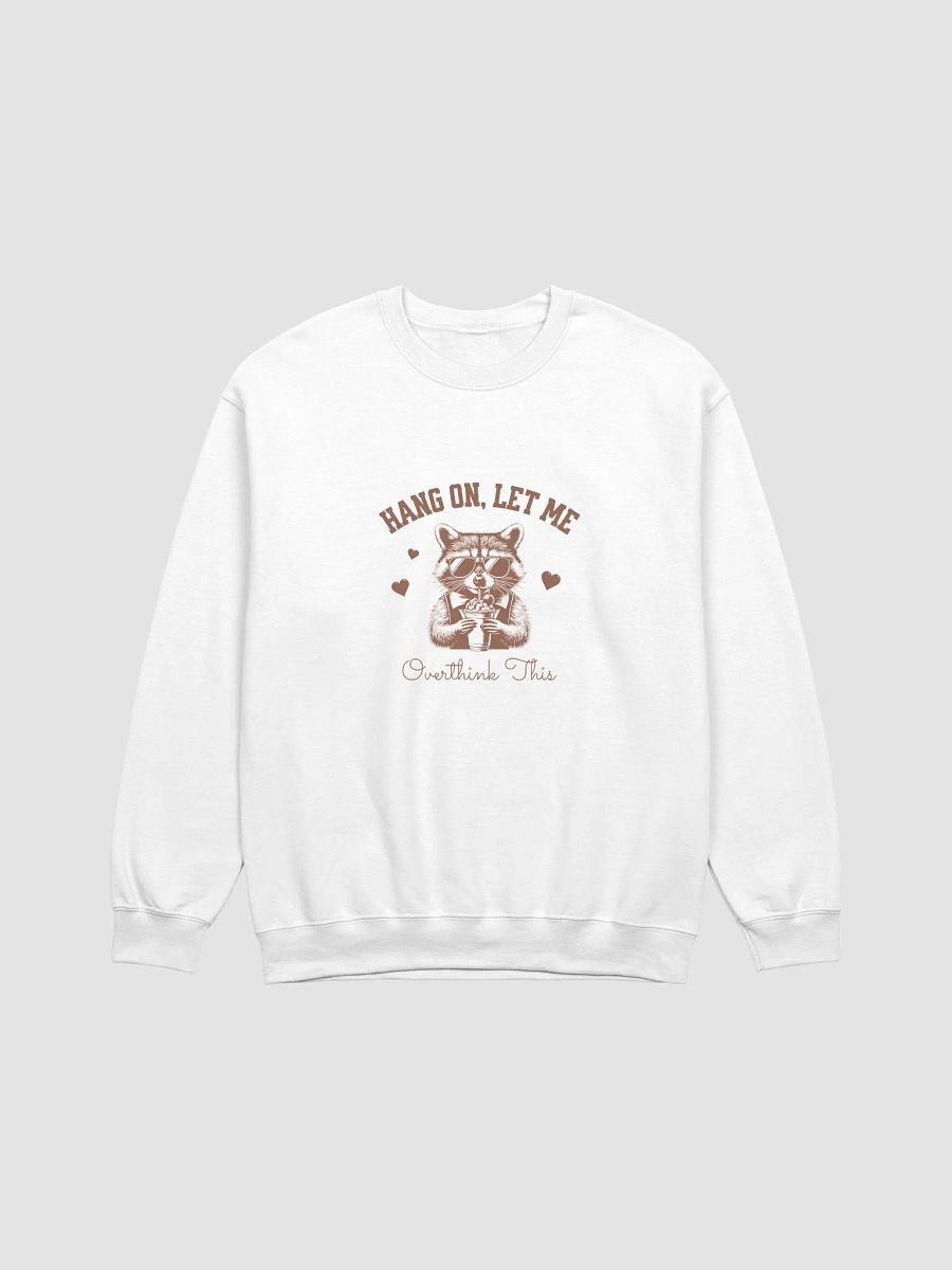 Funny Raccoon Sweatshirt – “Hang On, Let Me Overthink This” – Cozy Mental Health Awareness Pullover for Overthinkers & Introverts product image (2)