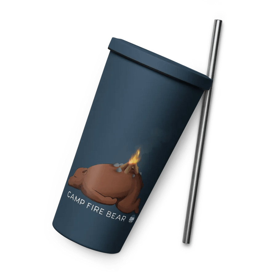 Camp Fire Bear Insulated Tumbler with a Straw product image (5)