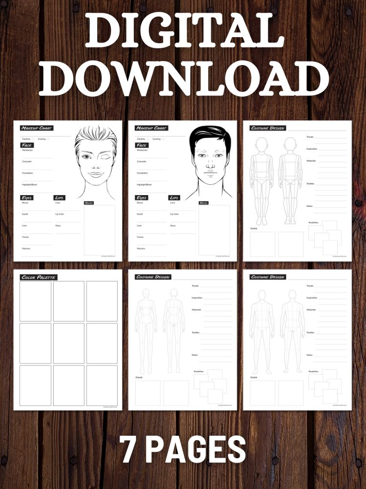 Cosplay Costume and Makeup Planner - Male, Female, and Child Body Templates product image (1)