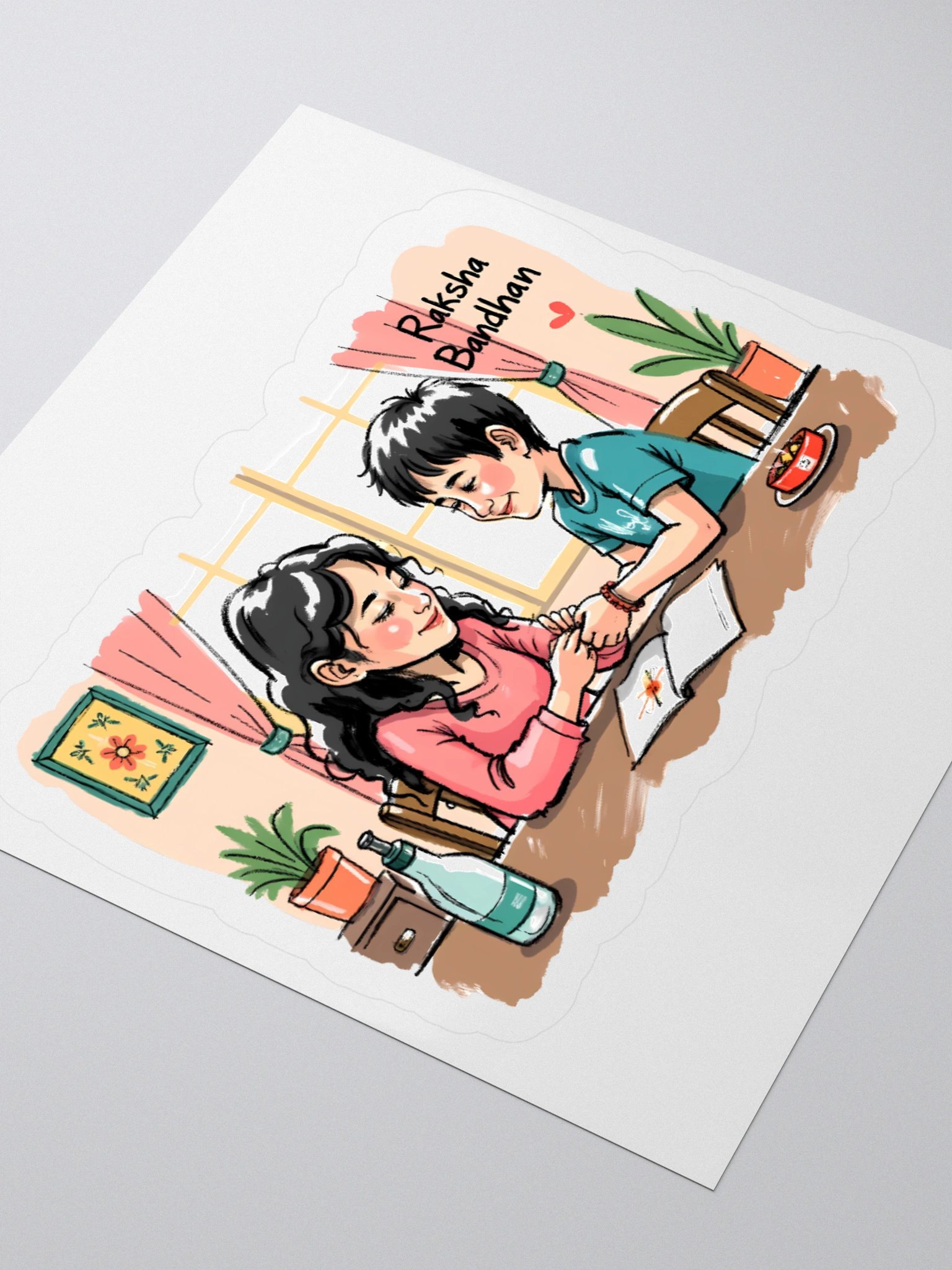 Sister-Brother Bond: Heartwarming Raksha Bandhan Art Sticker product image (8)