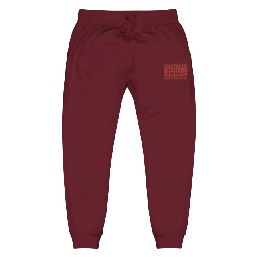CURRENTLY IN BURNOUT (cherry design) embroidered fleece joggers product image (8)