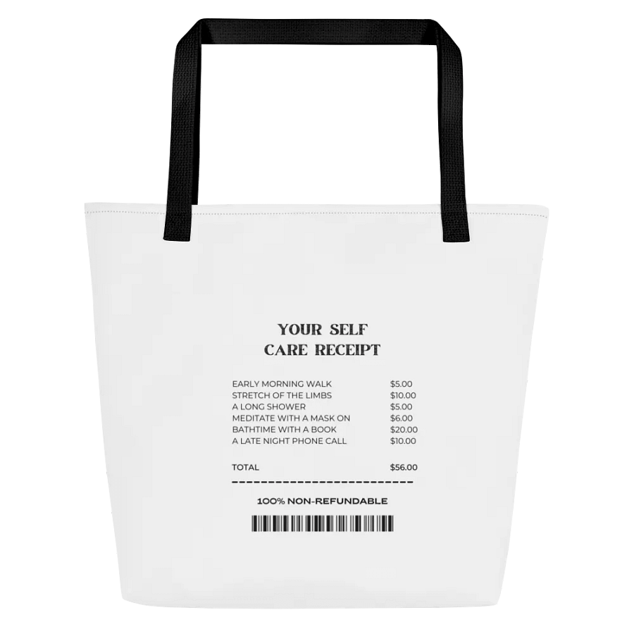 'Self care receipt" Tote bag with pocket product image (1)