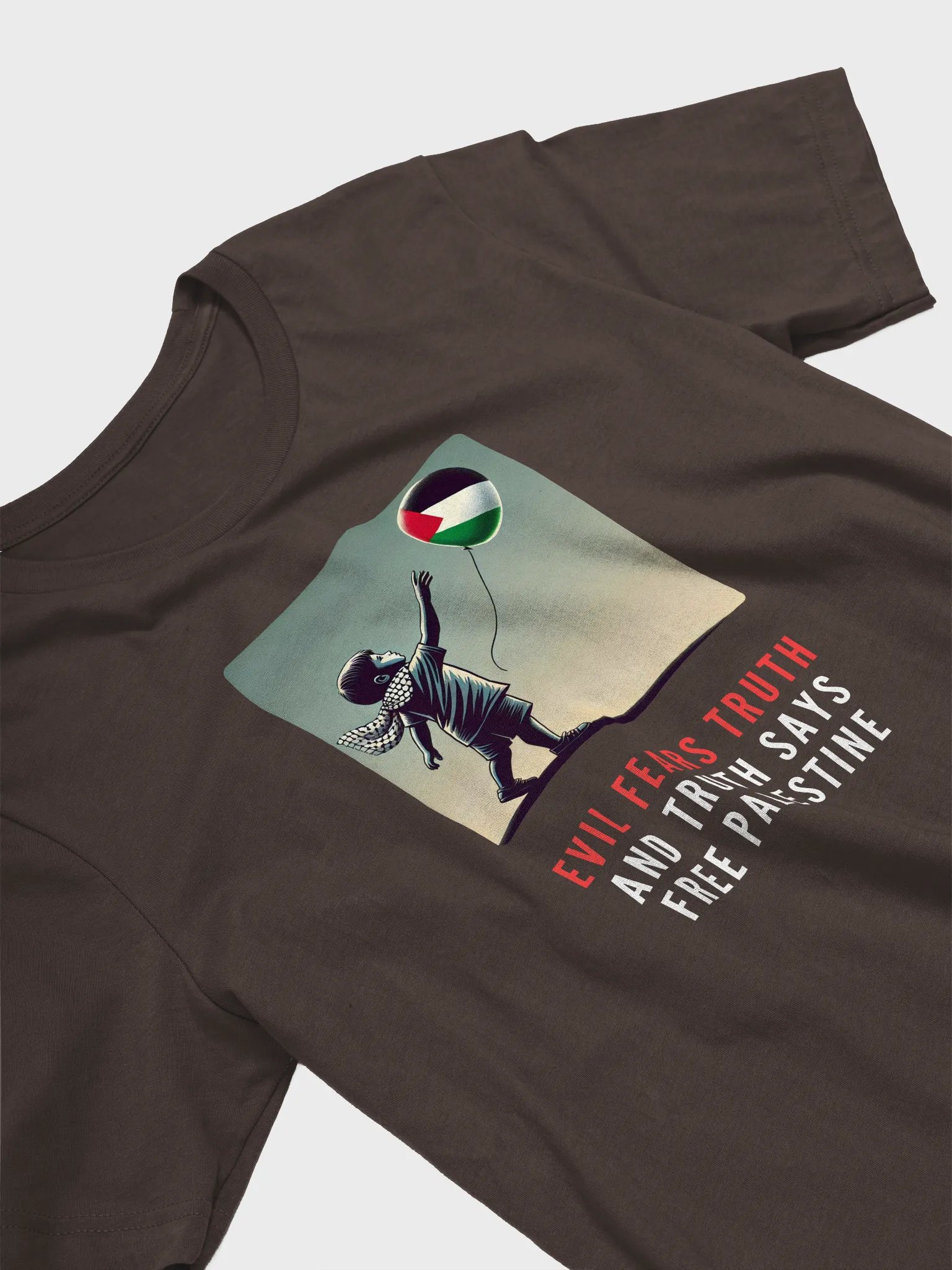 Truth Seeker Balloon Kid T-Shirt | Evil fears truth, and truth says: Free Palestine. product image (24)