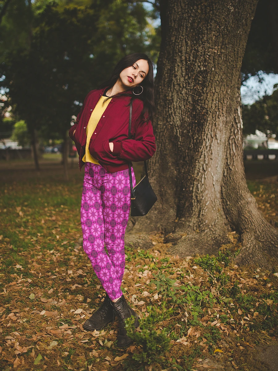 Abstract Raspberry Shapes Repeating Pattern Ladies Leggings product image (4)