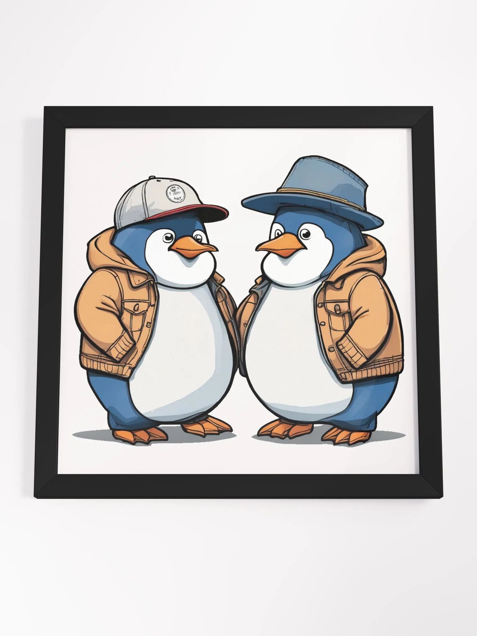 2 penguins wearing a coat and hats picture product image (4)