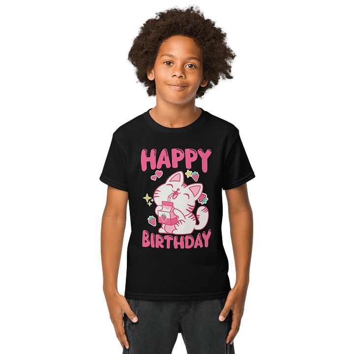 Happy Birthday (Cat Strawberry) T-Shirt For Kids product image (1)