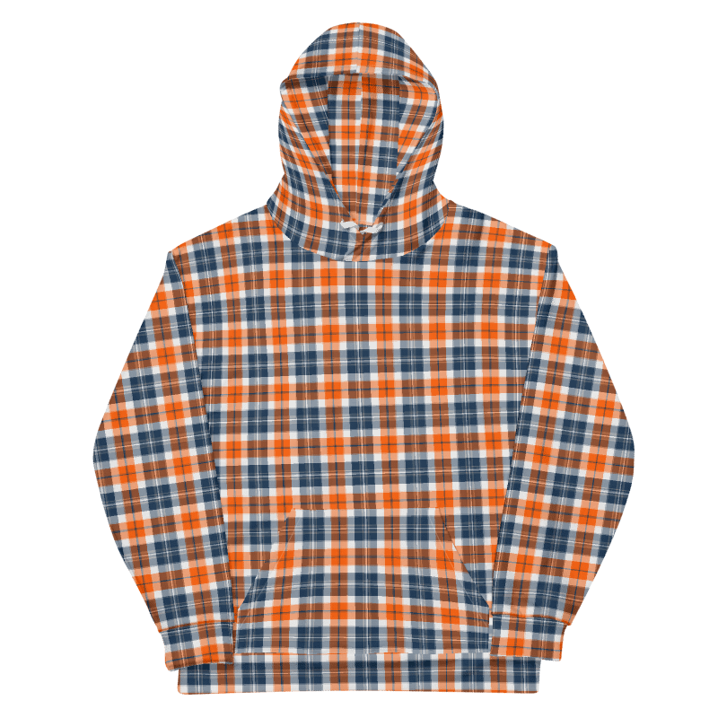 Orange and Blue Sporty Plaid Hoodie product image (6)