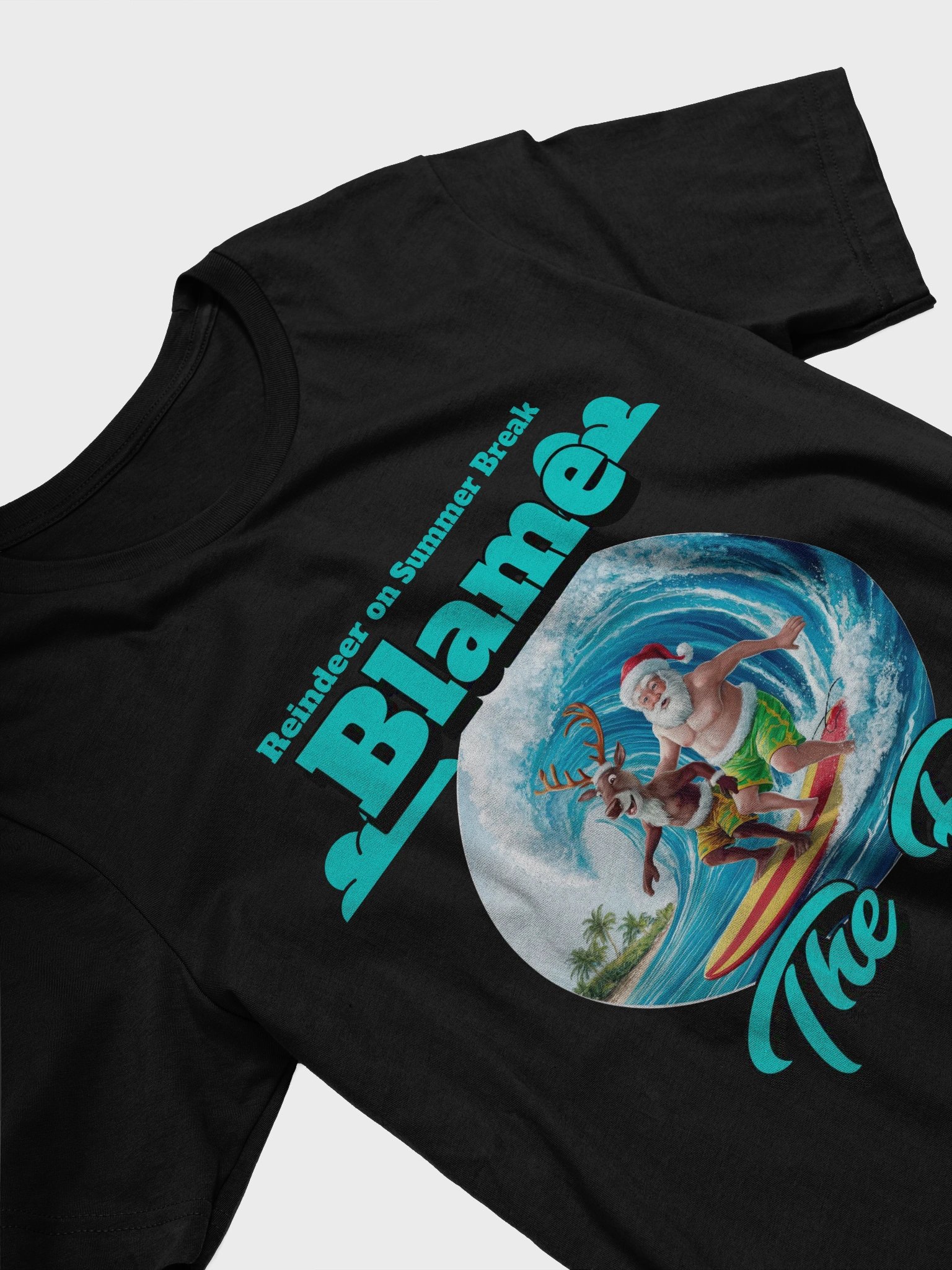 Surfing Santa and Reindeer T-Shirt product image (4)