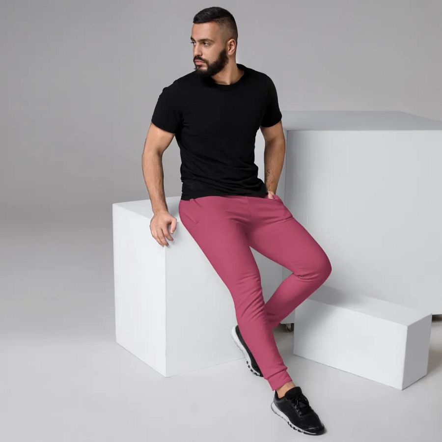 Plain Vibrant Red Soft Summer Recycled Polyester Premium Men's Joggers by Treasure Pie product image (3)